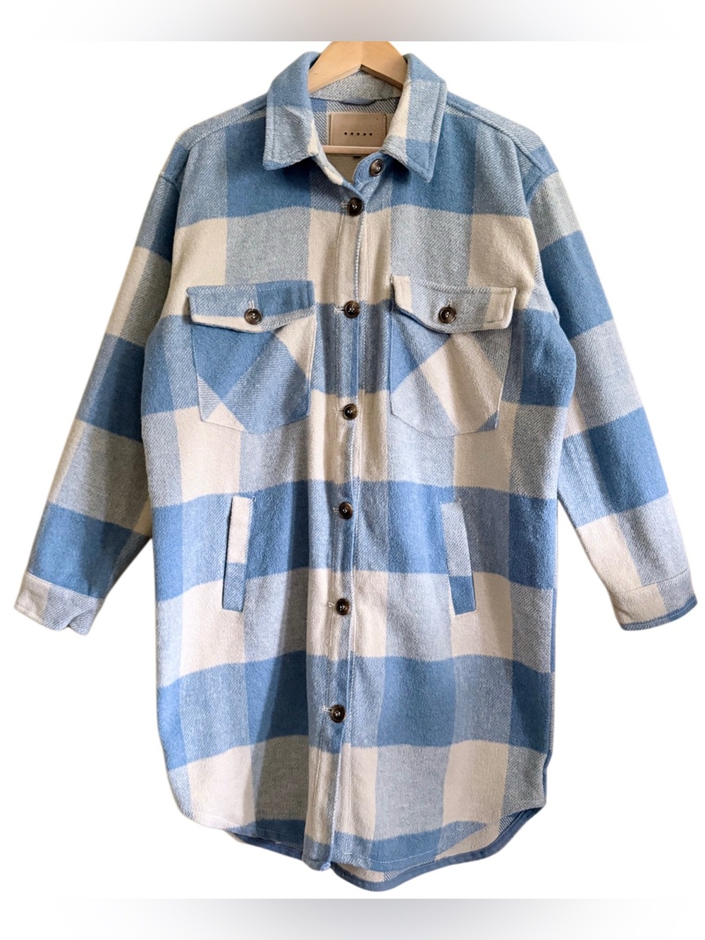 BLANK NYC Oversized Soft Cozy Comfy Casual Plaid Long Shacket Jacket Sz M